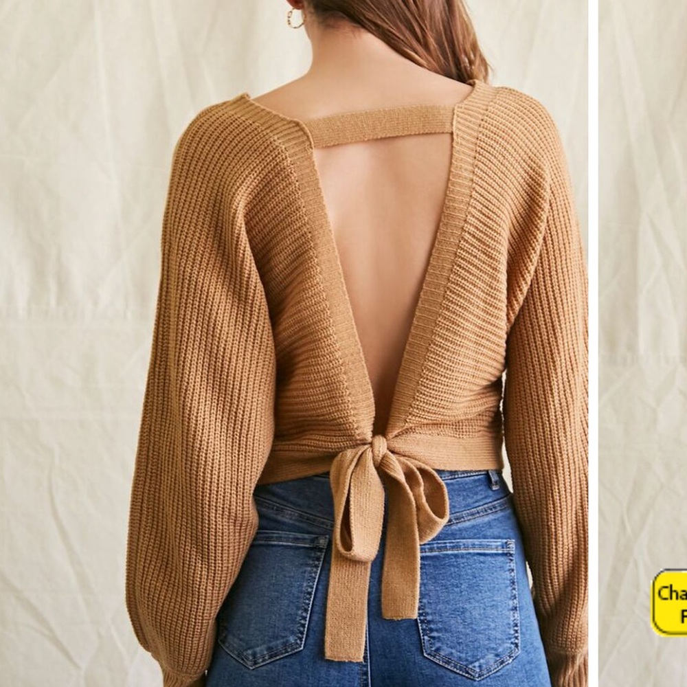 Forever 21 Ribbed Knit Tie-Back Sweater